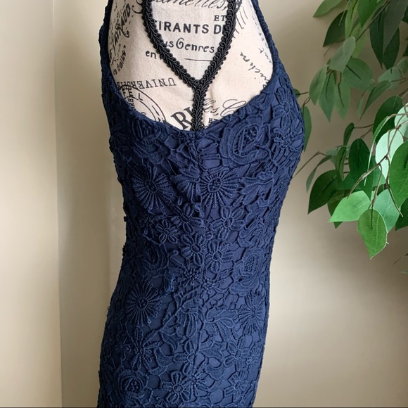 Lulus Love Poem Navy Blue Lace Mini Dress Sz S - Picture 7 of 13